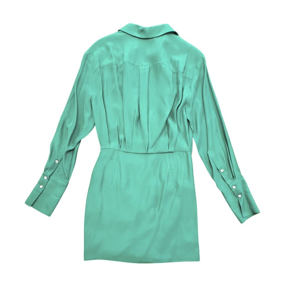 Gauge81 Naha Green Silk V-Neck Long Sleeve Mini Party Dress Medium - Picture 4 of 7